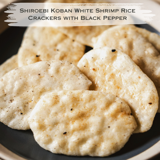 Shiroebi Koban White Shrimp Rice Crackers with Black Pepper